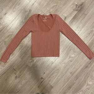Free People Intimately Free Ribbed Long Sleeve Top Pink Size XS/S